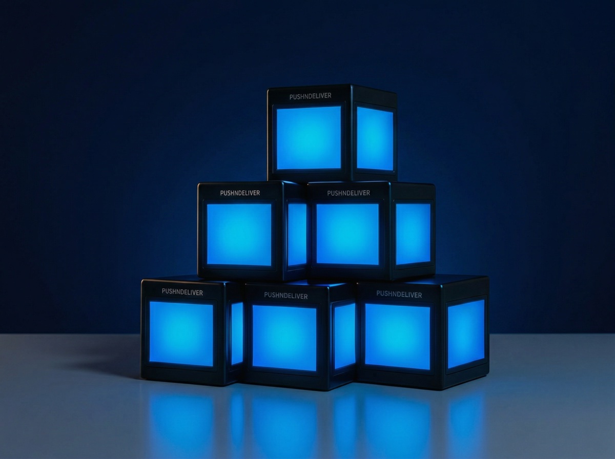 Push Media Smartbox displays illuminated in blue